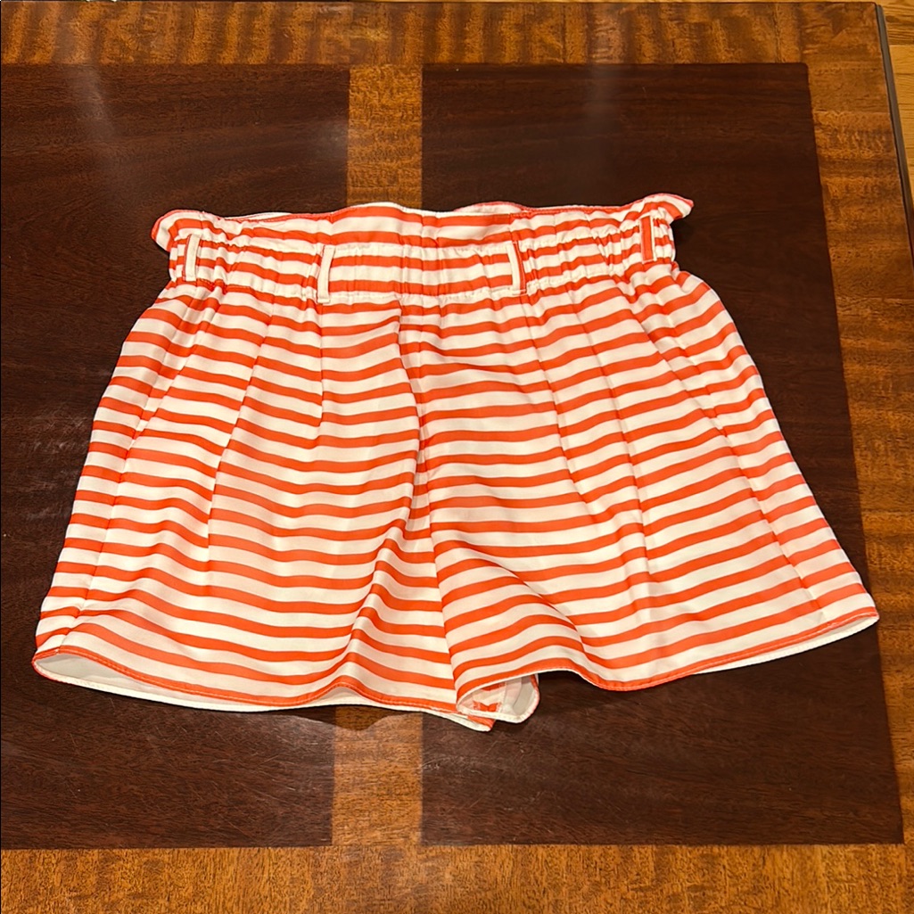 Armani Collezioni Orange And White High Waist Silk Shorts New With Out Tags